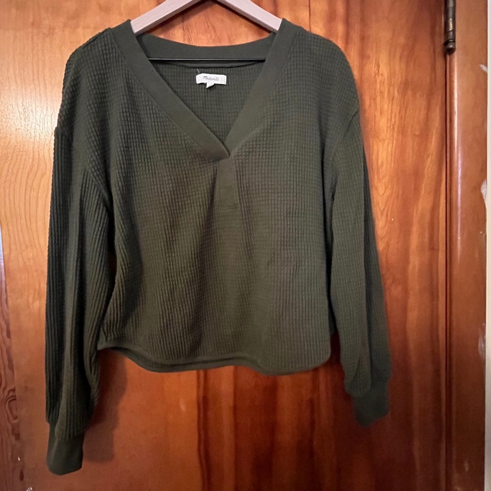 Madewell Brushed Waffle V-Neck Tee - M